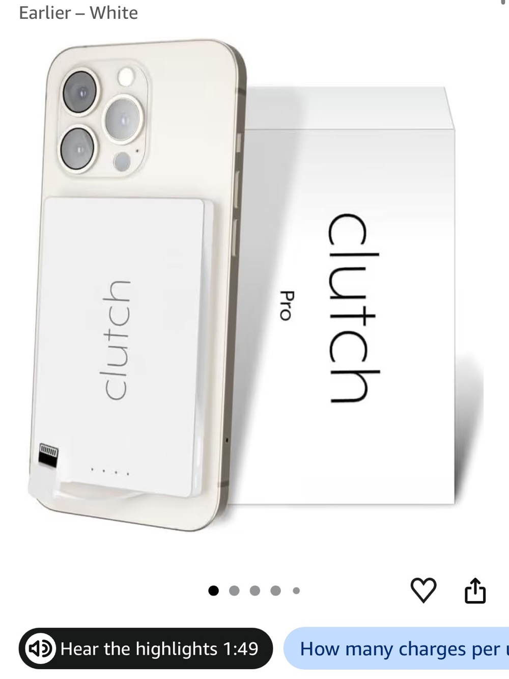 Pro White Portable Magnetic Power Bank for iPhone
